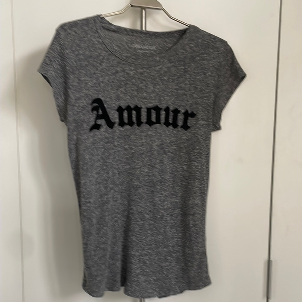 Zadig & Voltaire Gray Short Sleeve Tee Amour Print